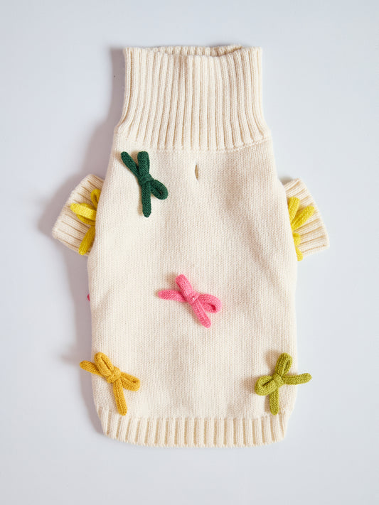 Colorful Bow Knitted Pet Sweater