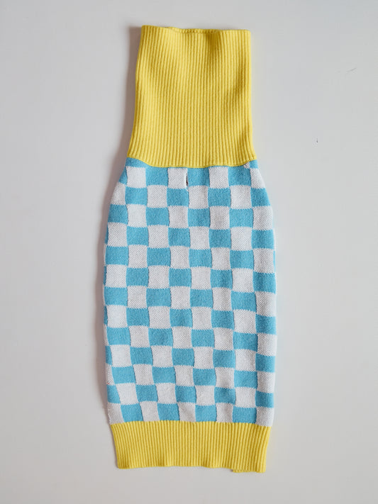 Colorful Checkerboard Glow-in-the-Dark Knitted Pet Sweater