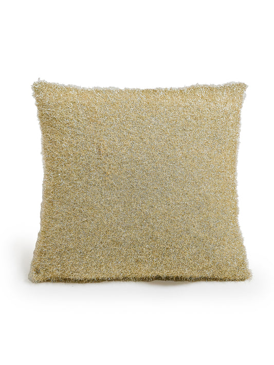 Gold Thread Feather Knitted Throw Pillow