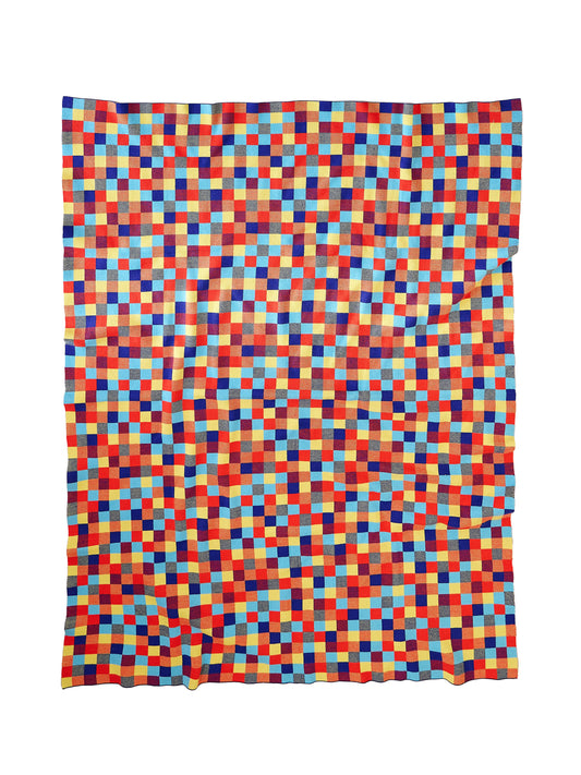 Colorful Mosaic Knitted Throw Blanket