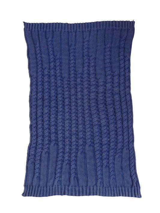 Washed Denim Cable Knit Throw Blanket
