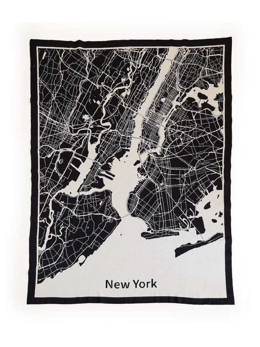 New York Map Knitted Throw Blanket