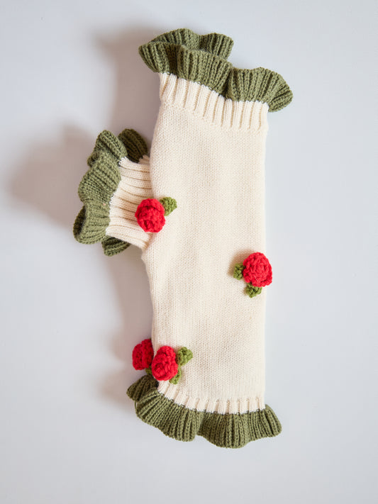 Handmade Crochet Rose Flower Pet Sweater