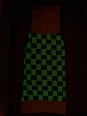 Colorful Checkerboard Glow-in-the-Dark Knitted Pet Sweater
