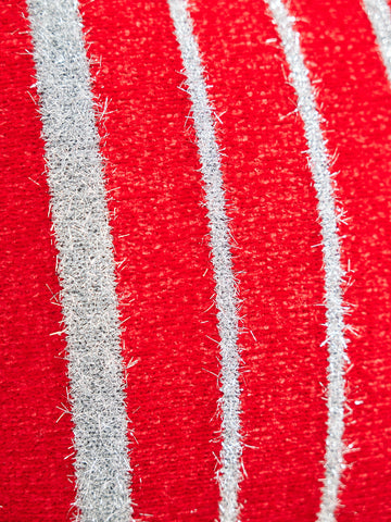 Christmas Silver Thread Feather Striped Knitted Throw Pillow