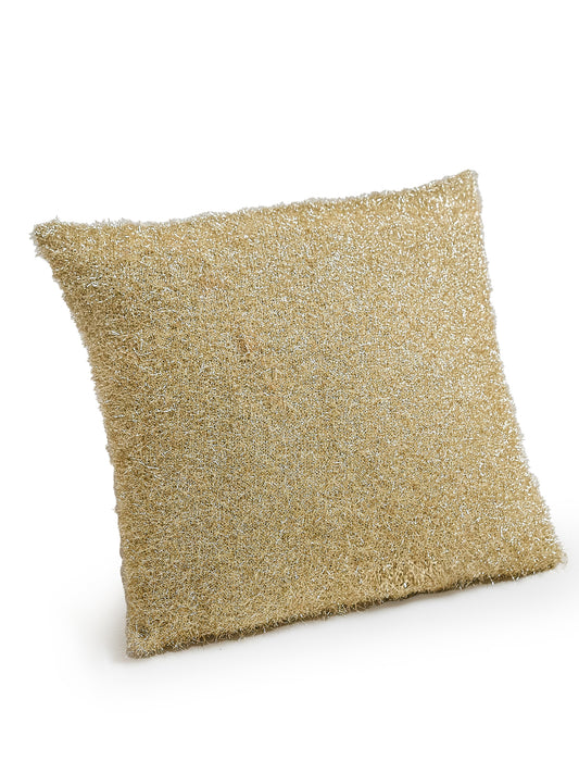 Gold Thread Feather Knitted Throw Pillow