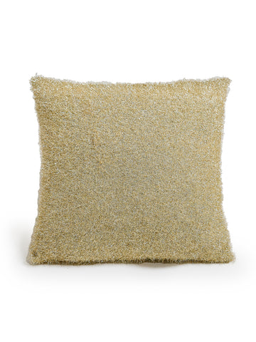 Gold Thread Feather Knitted Throw Pillow