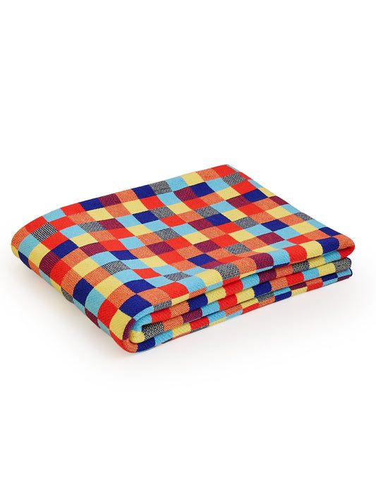 Colorful Mosaic Knitted Throw Blanket