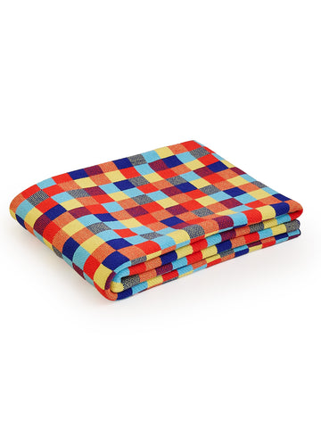 Colorful Mosaic Knitted Throw Blanket