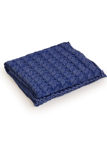 Washed Denim Cable Knit Throw Blanket