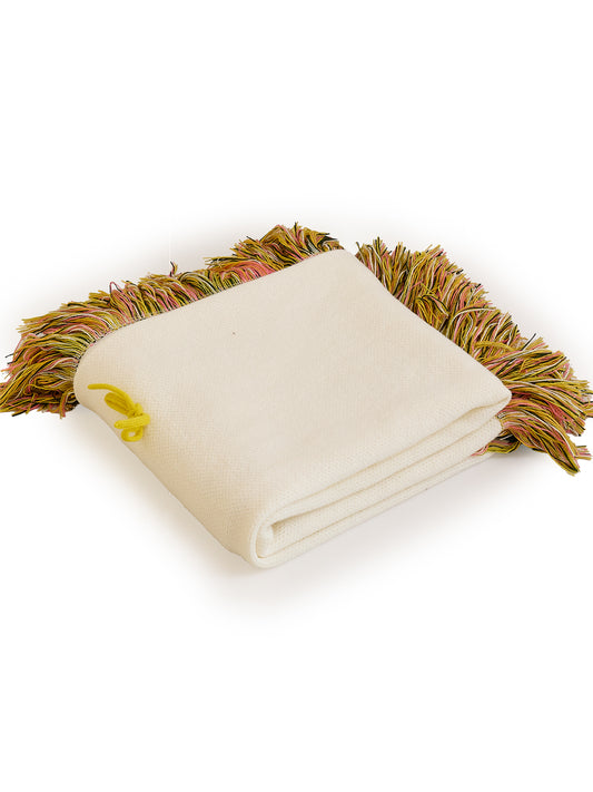 Colorful Bow Fringe Knitted Throw Blanket