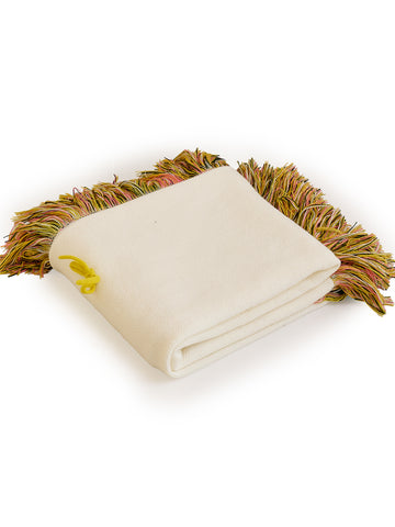 Colorful Bow Fringe Knitted Throw Blanket