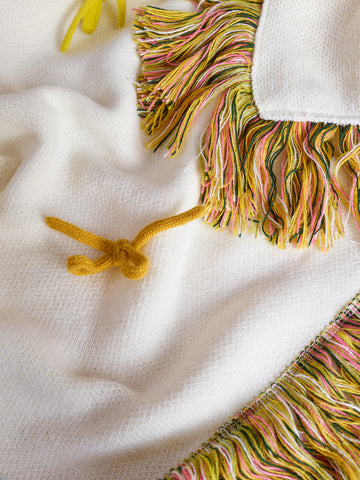 Colorful Bow Fringe Knitted Throw Blanket